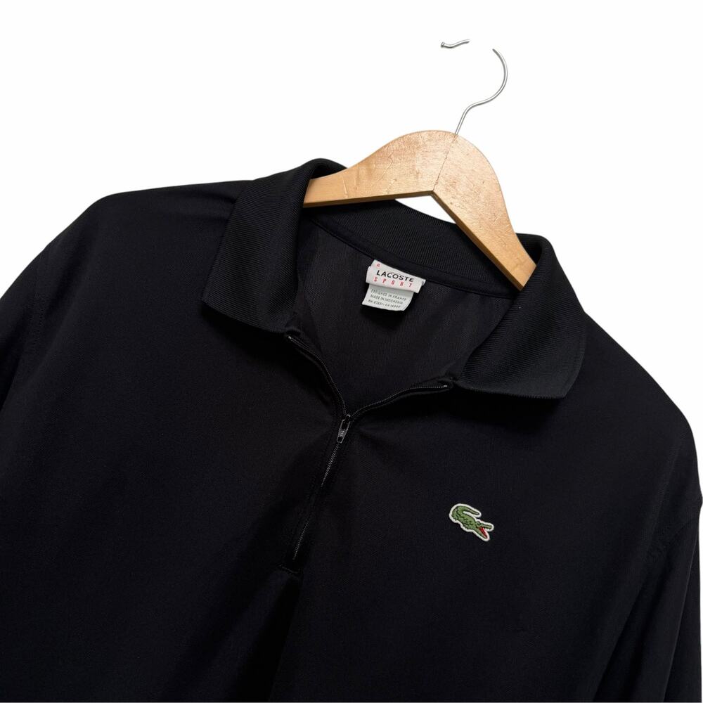 Lacoste Sport Black Quarter Zip Short Sleeve Polo Sz 6 XL